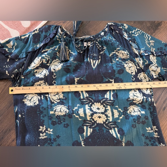 NATURAL LIFE Floral Maxi Dress in Teal and Cream - Picture 9 of 10